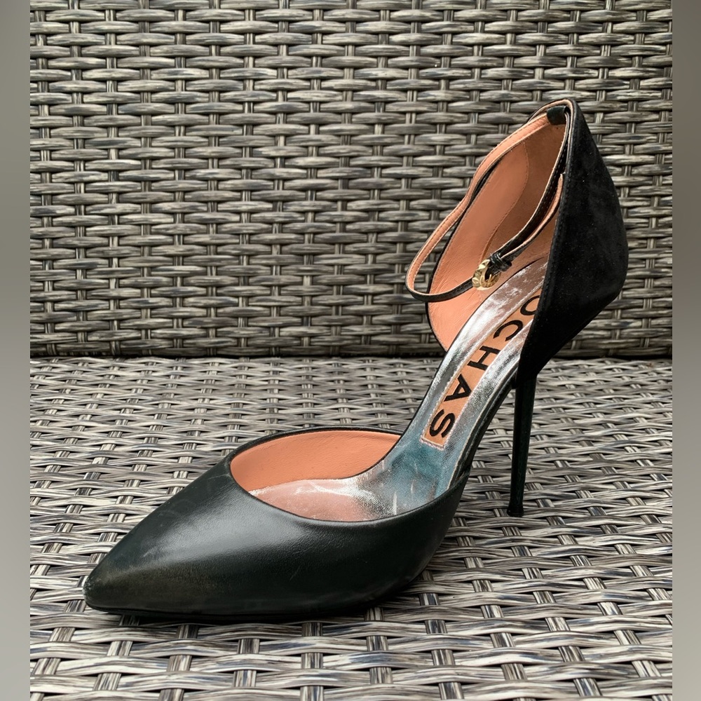 Rochas Black Leather Maryjane Pumps - Size 40.5